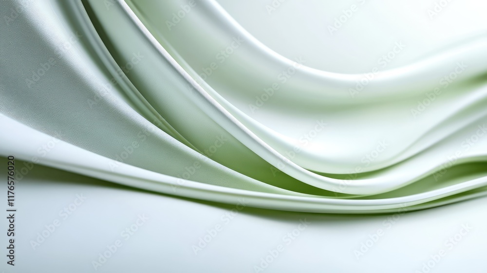 Flowing, greenish-white fabric swirls in smooth, artistic pattern Flowing, greenish-white fabric swirls in smooth, artistic pattern
