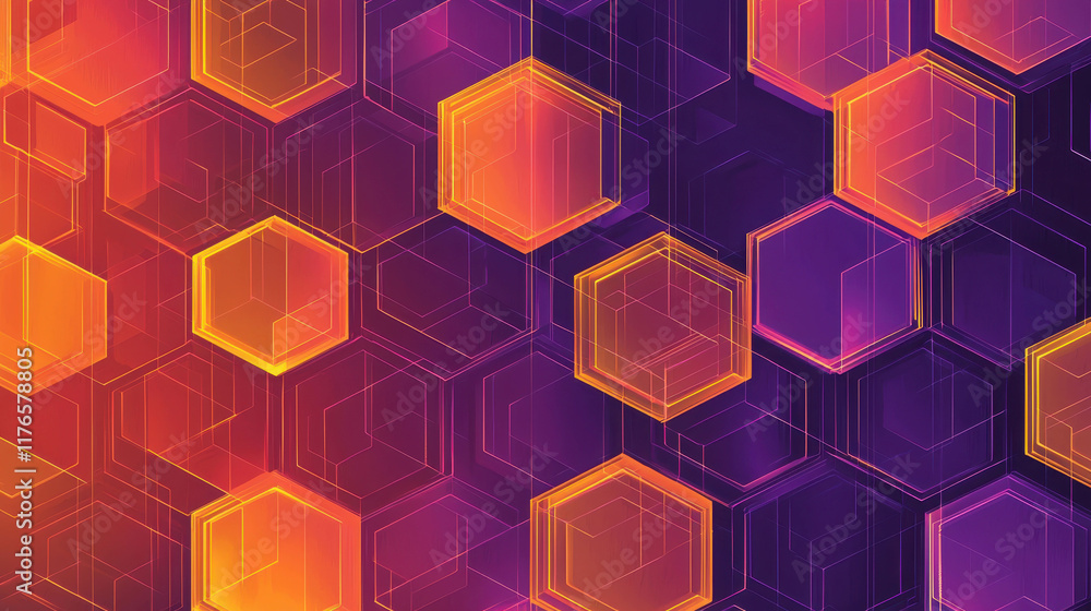 Dynamic Geometric Patterns with Overlapping Hexagons in Vibrant Colors Dynamic Geometric Patterns with Overlapping Hexagons in Vibrant Colors