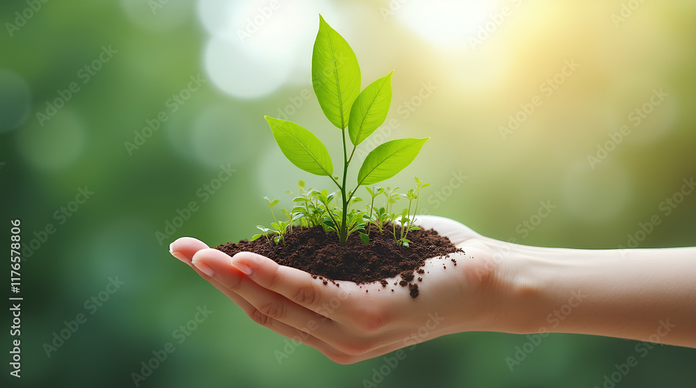 Hand holding Green Building for Sustainable Development Concept Hand holding Green Building for Sustainable Development Concept