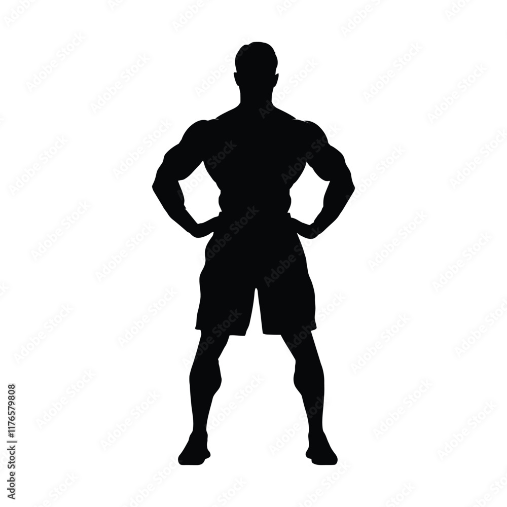 Minimal bodybuilder pose vector silhouette Minimal bodybuilder pose vector silhouette