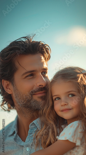 Happy Father and Daughter Outdoor Portrait