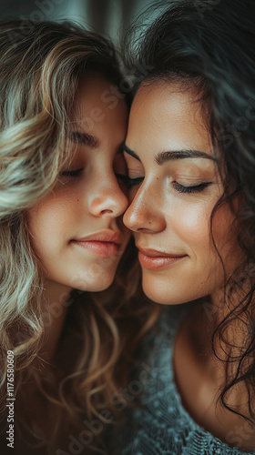 Close up of Two Women Embracing  Intimacy  Affection  Friendship