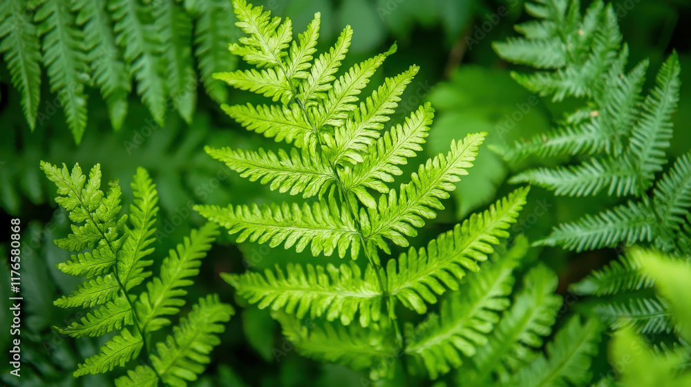 Macro Photograph of Bright Green Fern Leaves in Nature's Lush Environment Macro Photograph of Bright Green Fern Leaves in Nature's Lush Environment