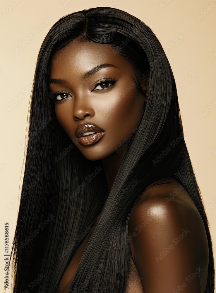 A woman with long black hair is posing for a picture A woman with long black hair is posing for a picture