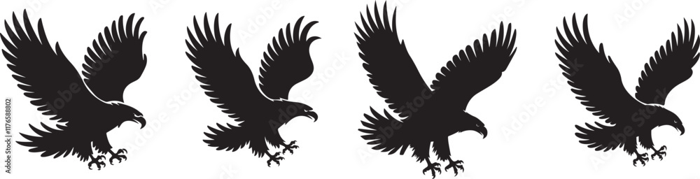 Fototapeta premium Majestic Black Eagles in Various Poses