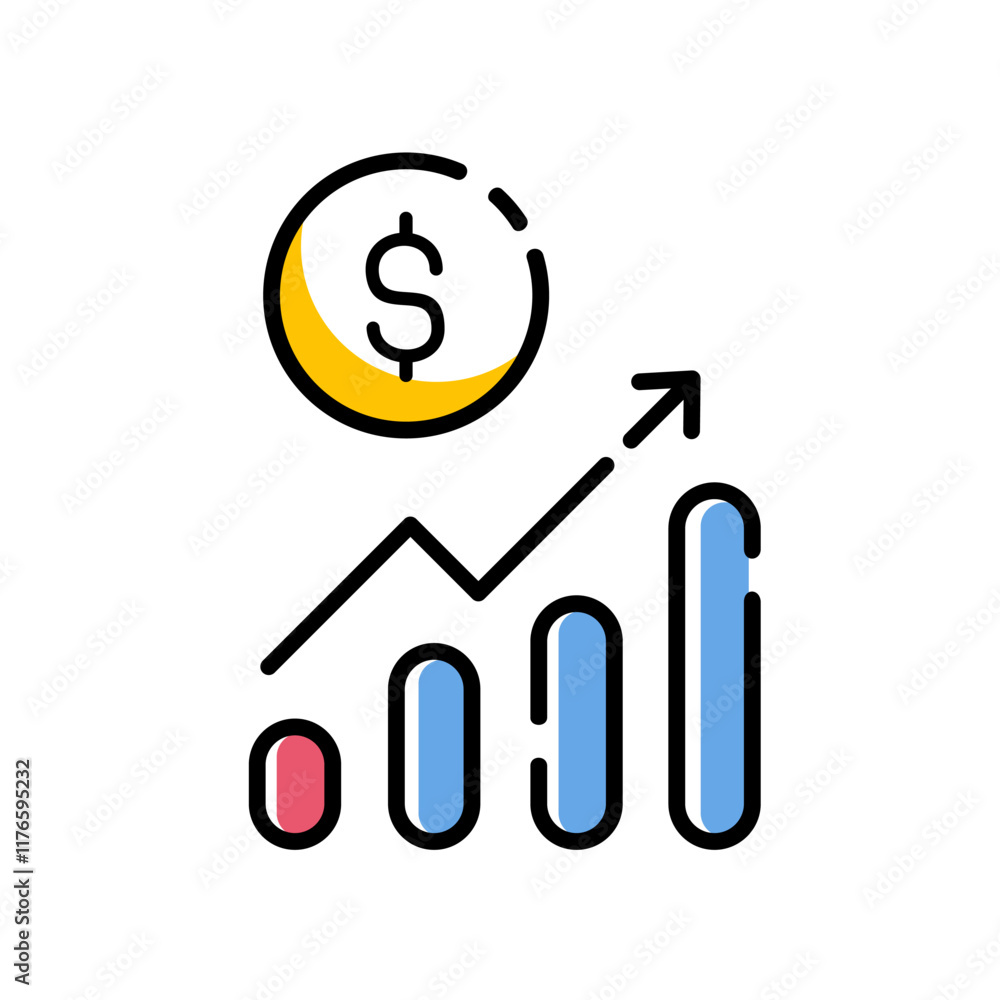 Line icon graph. data, bars and economic growth elements for business infographics. visualization of data statistics and analytics. isolated on white background. vector illustration Line icon graph. data, bars and economic growth elements for business infographics. visualization of data statistics and analytics. isolated on white background. vector illustration