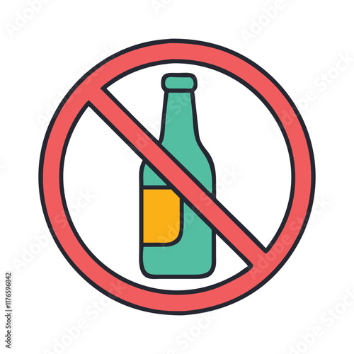 No Alcohol Allowed Sign with Bottle Graphic