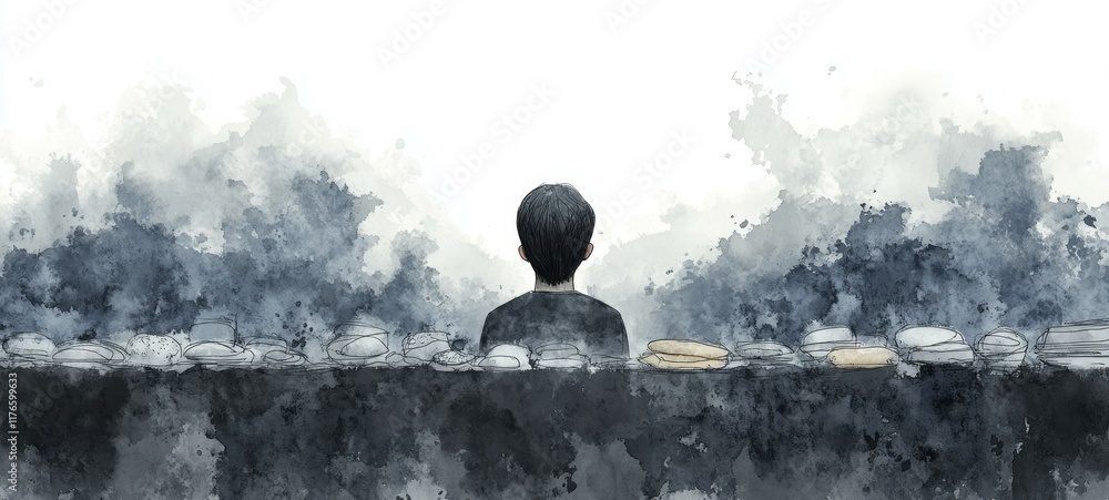 Obraz premium The Gray Food Landscape, Avoidant/Restrictive Food Intake Disorder ARFID