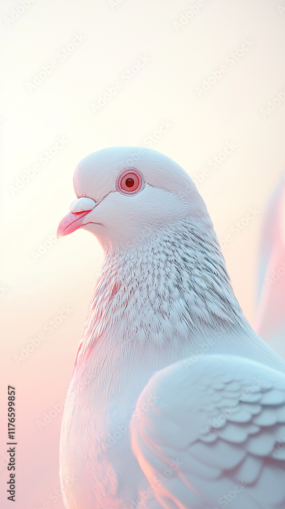 Obraz premium Elegant White Dove Close up at Sunset
