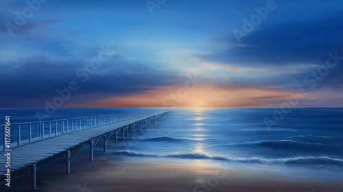 Wallpaper Mural Landscape of the bridge over the sea at dusk Torontodigital.ca