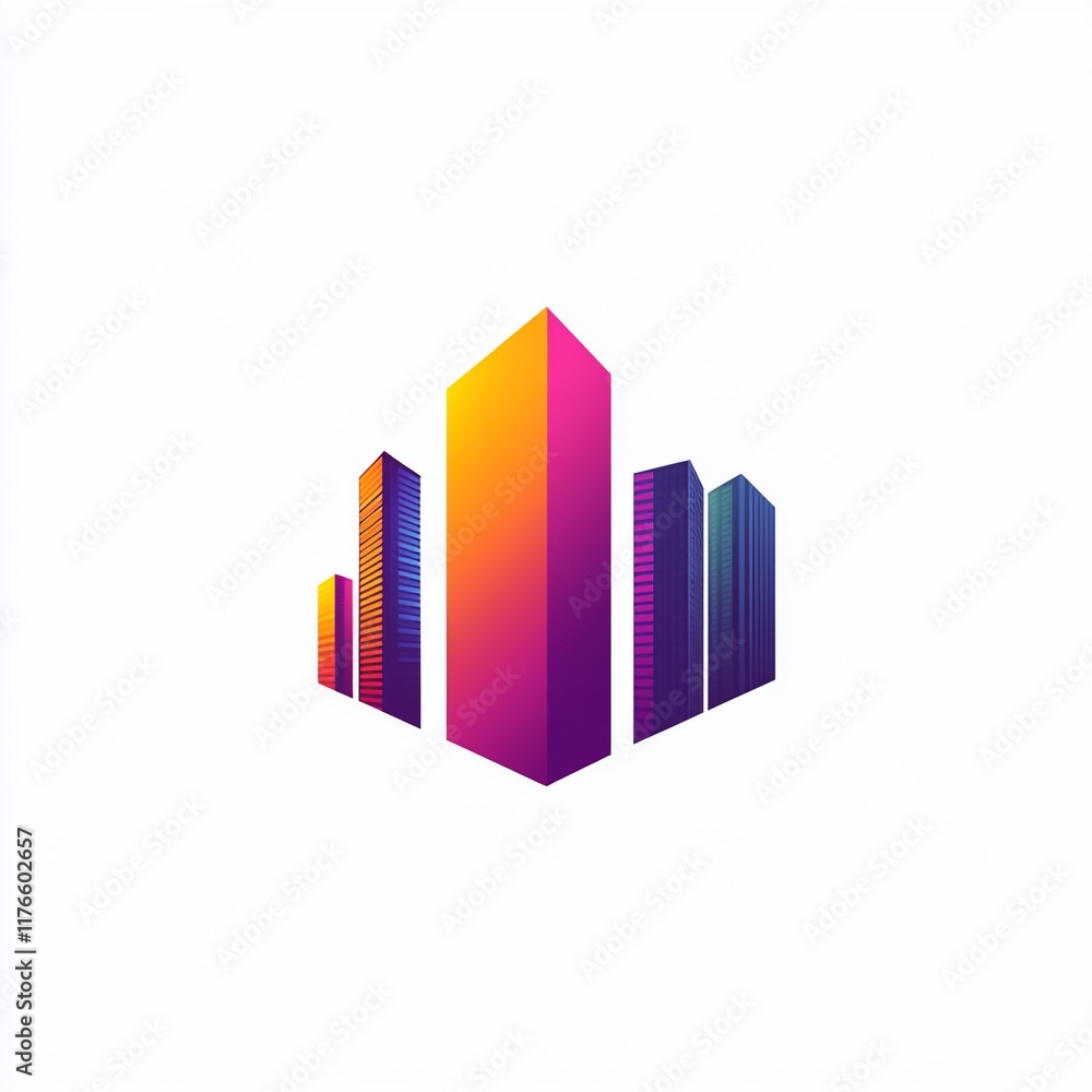 Colorful urban skyline logo design with modern buildings. Colorful urban skyline logo design with modern buildings.