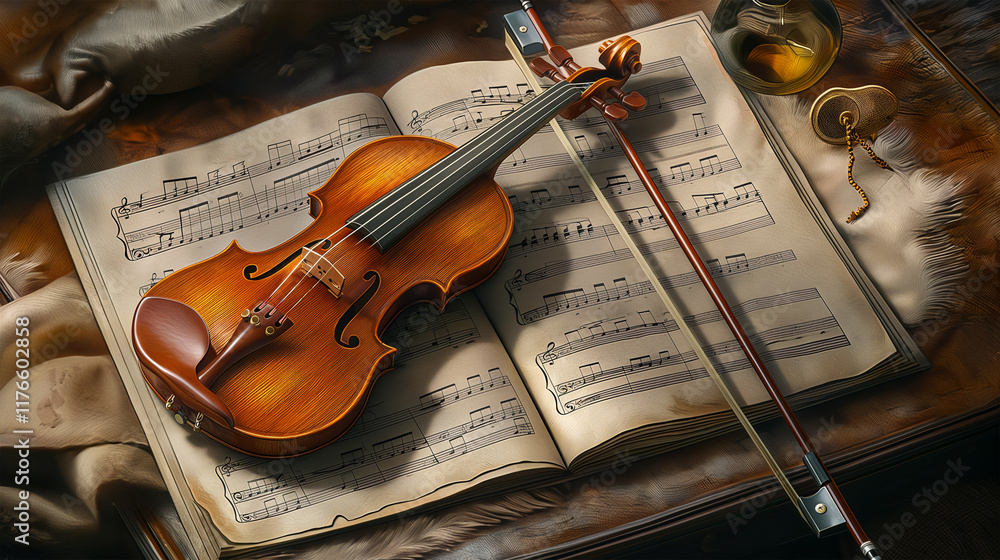 Fototapeta premium Elegant Violin and Bow