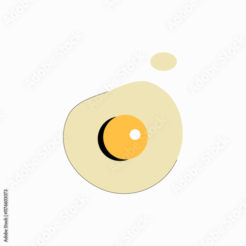 Fried egg in flat vector illustration symbolizing breakfast, food preparation, and morning meals, isolated on white background.