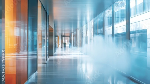 Wallpaper Mural Modern glass hallway, bright, reflective floor. Torontodigital.ca