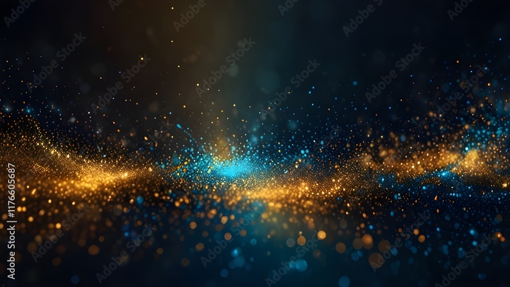 Obraz premium background of abstract glitter lights. gold, blue and black. de focused Generative AI