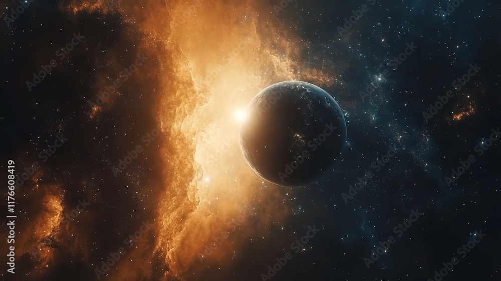 Obraz premium An awe-inspiring view of the universe, revealing the beauty and complexity of outer space, Sparkling Stars and Nebulas, abstract background with stars and blurry lights, AI generated