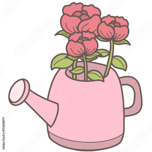 Watering Can with Pink Flowers