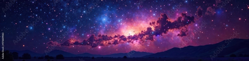 Fototapeta premium Dense field of stars, vibrant and brilliant across the night , glitter, constellations, pattern