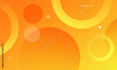 Orange abstract background with circles. Vector illustration