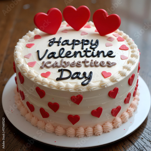 Happy Valentine Day vanilla cake design12 photo