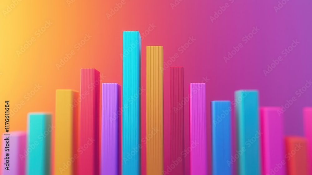 Vibrant Pixel Art Representation of Growing Marketing Metrics with Colorful Bars on a Gradient Background for Professional Use Vibrant Pixel Art Representation of Growing Marketing Metrics with Colorful Bars on a Gradient Background for Professional Use