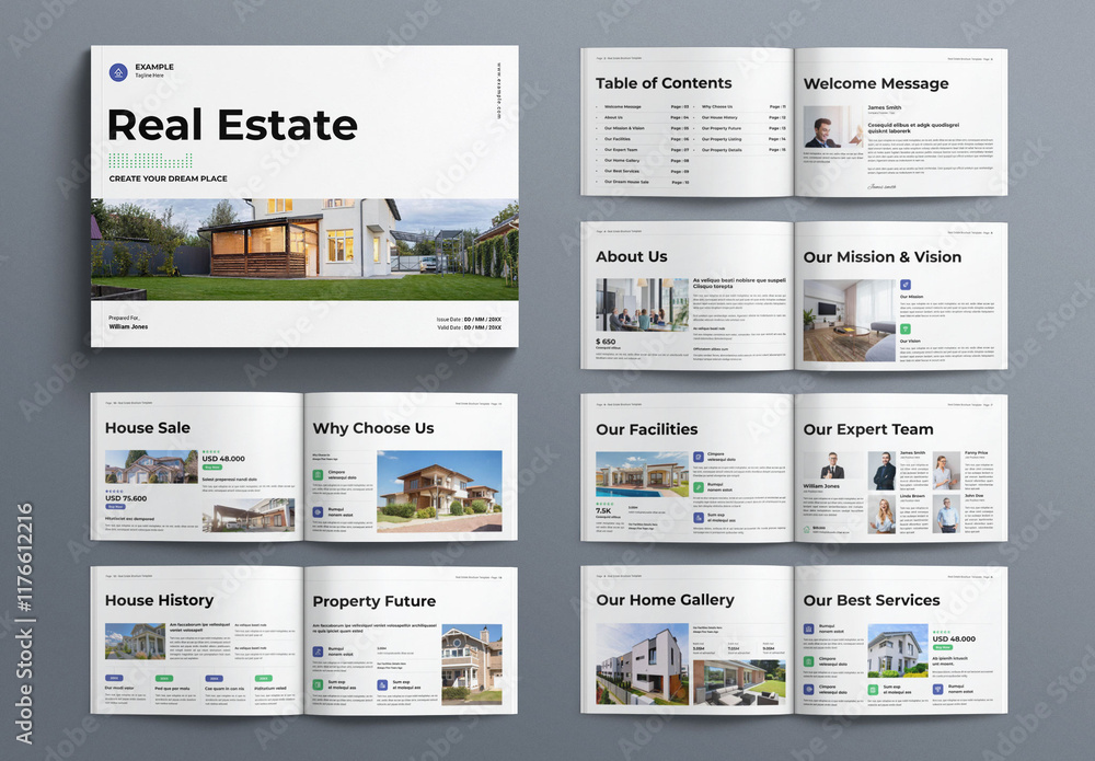 Real Estate Brochure Template Design Layout Landscape Stock Template ...