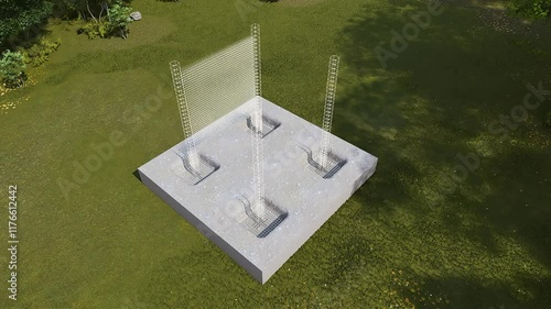 Gray Concrete Platform Surrounded by Green Grass and Trees