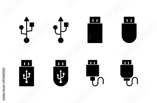 Usb icon vector isolated on white background. Flash disk icon vector