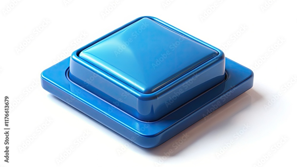 High-resolution 3D render of a clean, modern blue square button, isolated on an abstract background. Ideal stock photo for architectural designs. High-resolution 3D render of a clean, modern blue square button, isolated on an abstract background. Ideal stock photo for architectural designs.