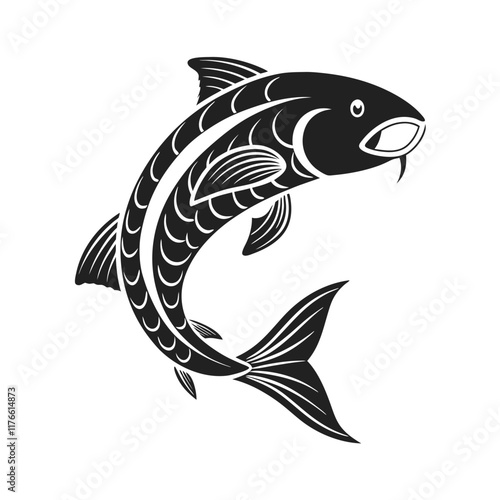 Elegant Black and White Fish Silhouette Design