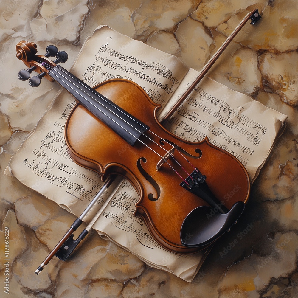 Naklejka premium Elegant Violin and Bow