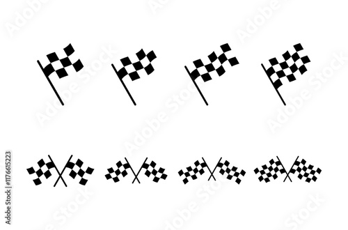 Race flag icon vector isolated on white background. Competition sport flag line vector icon. Racing flag. Start finish flag. Checkered. Start