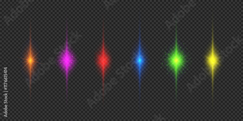 Set of multicolor light effects of lens flares