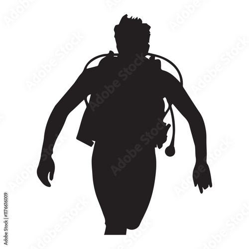 Scuba Diver Silhouette Vector illustration 