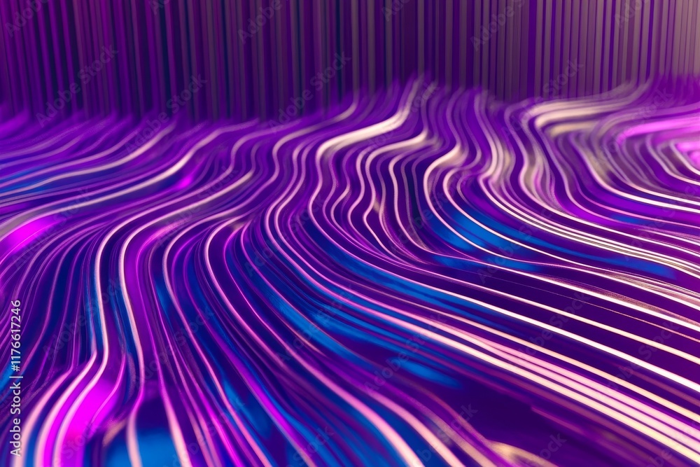 Fototapeta premium Neon Wave Pattern with Vibrant Light Trails on a Dark Background