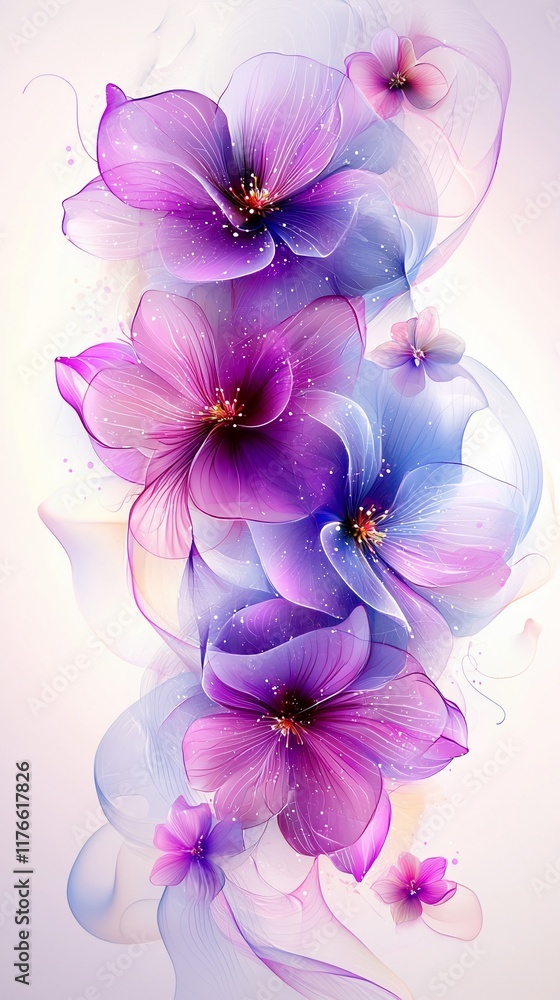 Dreamy purple and blue flowers with soft smoke. Dreamy purple and blue flowers with soft smoke.