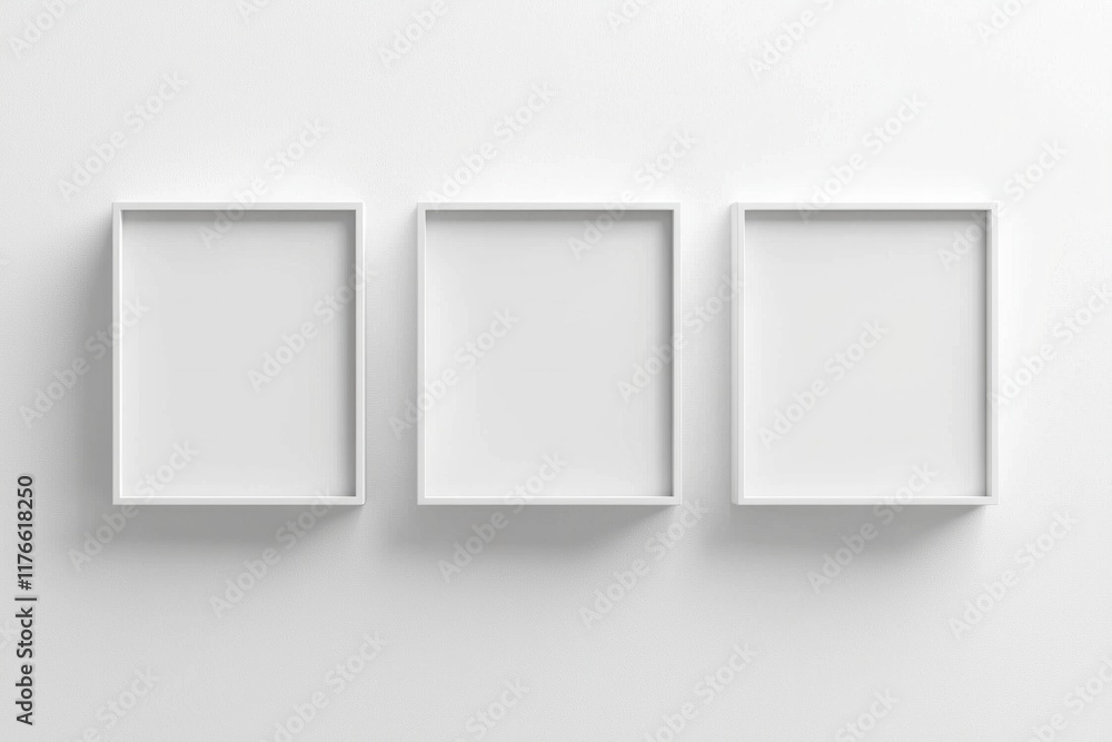 3D white square empty boxes on the wall, minimalist background 3D white square empty boxes on the wall, minimalist background
