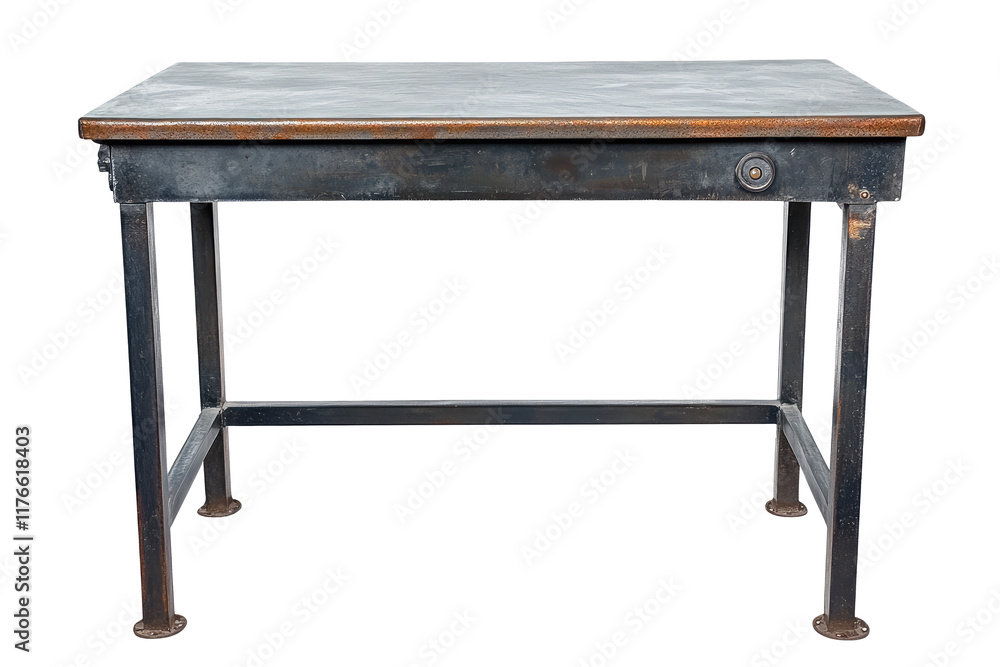 old metal steel table isolated on white or transparent background old metal steel table isolated on white or transparent background