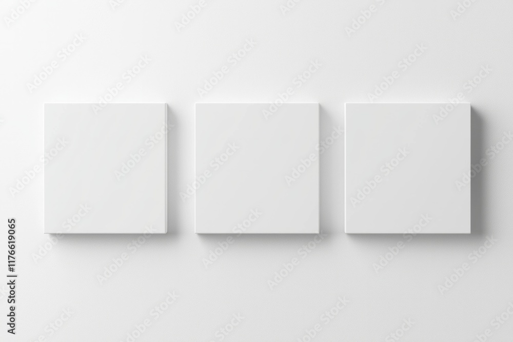 3D white square empty boxes on the wall, minimalist background 3D white square empty boxes on the wall, minimalist background