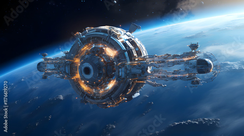 Wallpaper Mural Digital space station abstract graphic poster background Torontodigital.ca