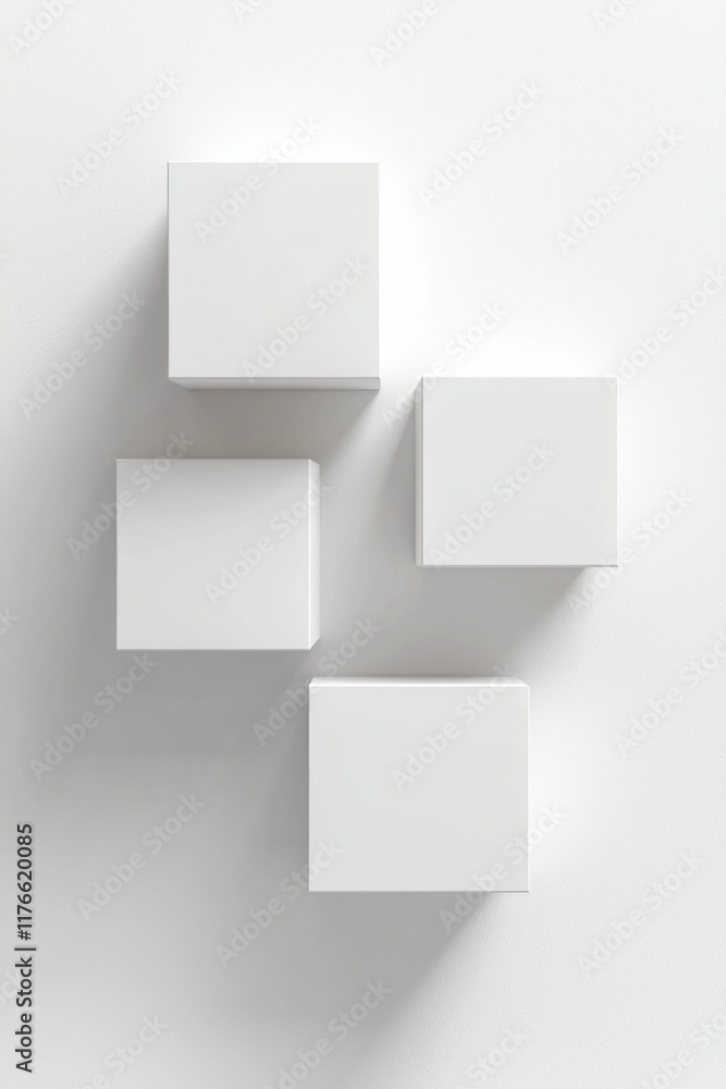 3D white square empty boxes on the wall, minimalist background 3D white square empty boxes on the wall, minimalist background