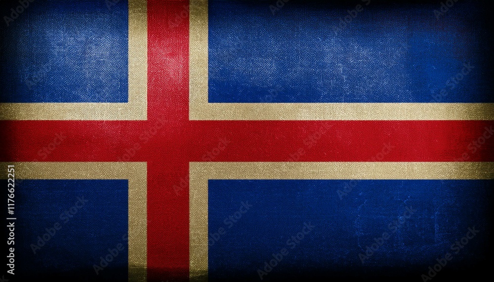 Fototapeta premium Old Vintage Iceland Flag