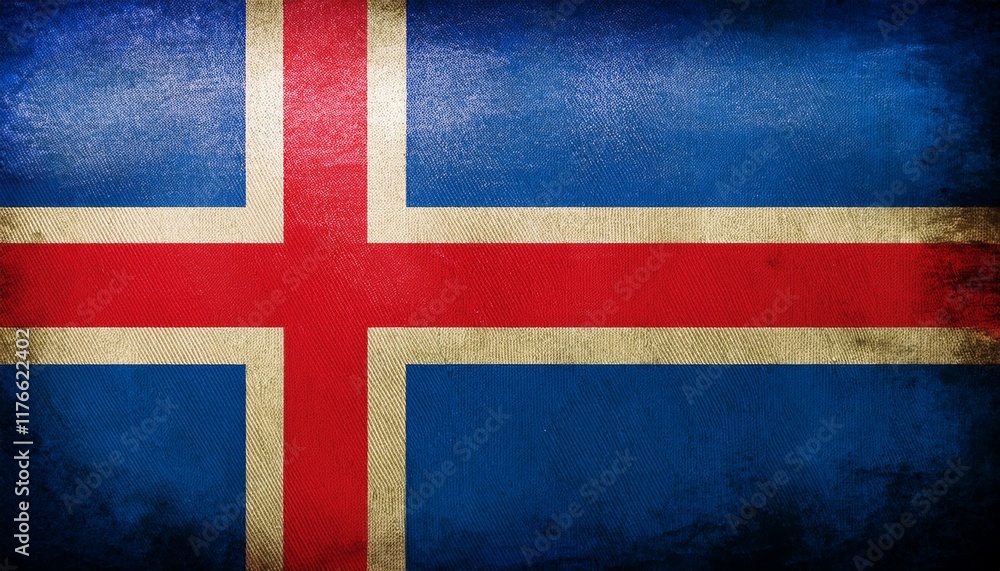Fototapeta premium Old Vintage Iceland Flag