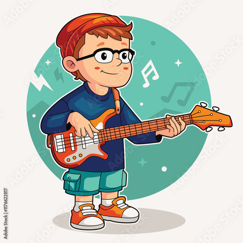 Cartoon Bass Player