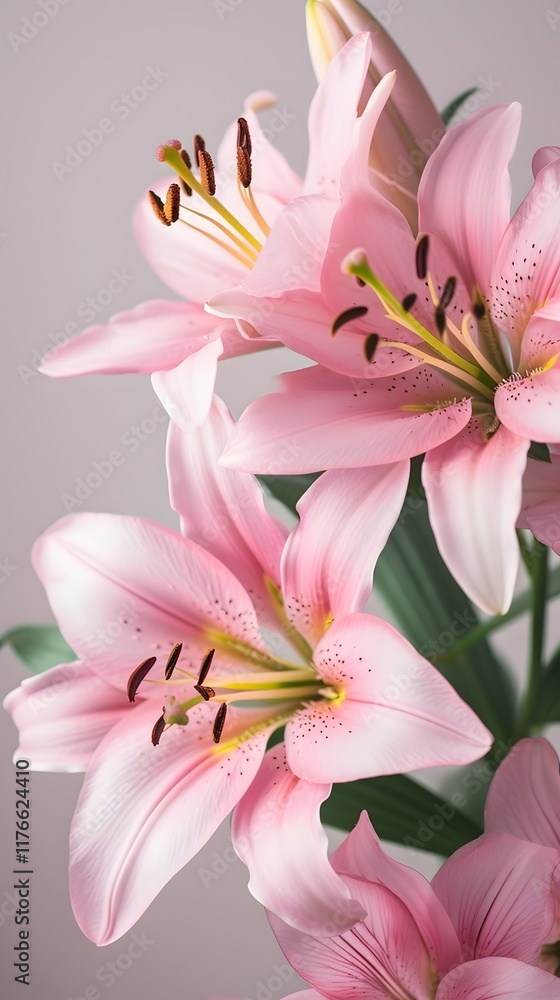 Naklejka premium pink lily on a white background HD, wallpaper, banner