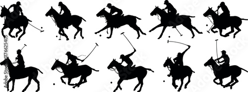 Set of polo sport silhouettes