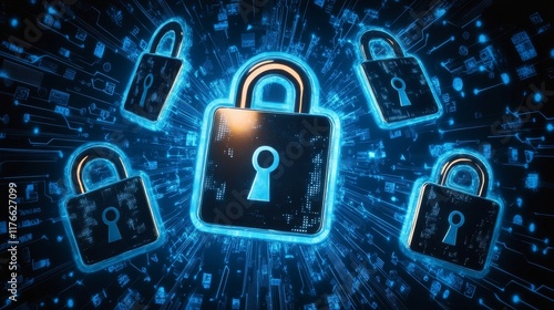 Cybersecurity Digital Technology Security 3D Illustration