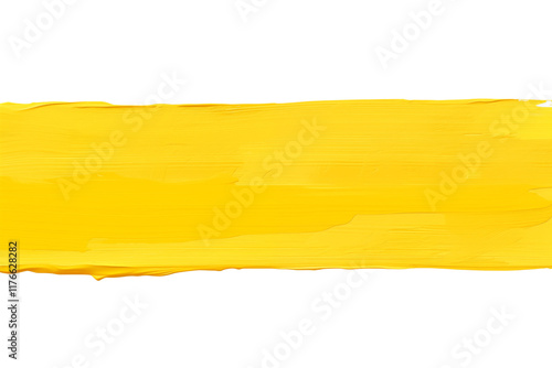 Yellow brush stroke isolated on transparent background. Generative ai
