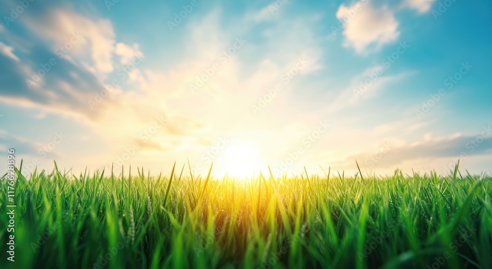 Tranquil Farming Scene with Grass and Clouds Tranquil Farming Scene with Grass and Clouds