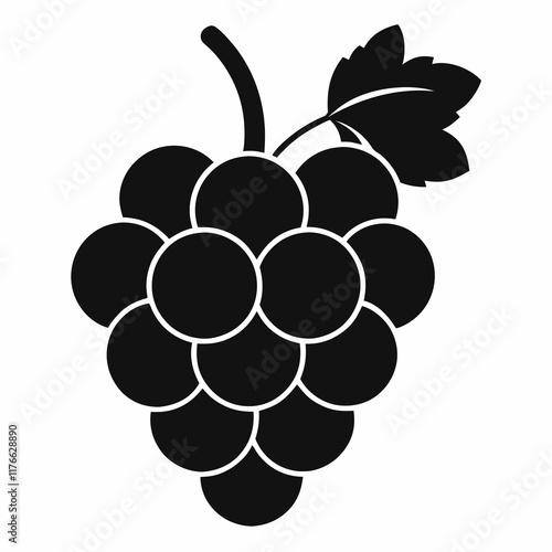 Grape Silhouette Vector in Black